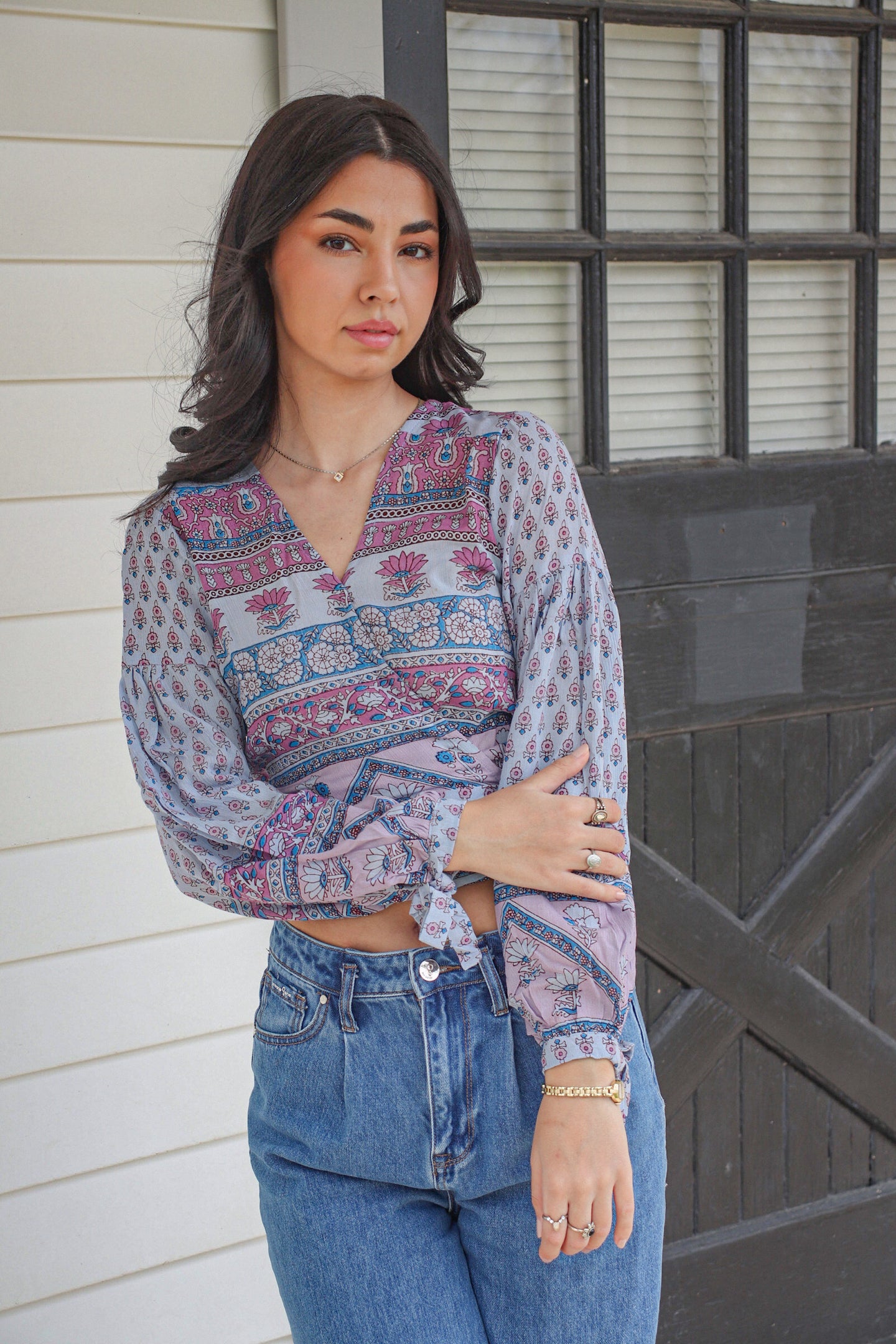 Elina Wrap Top Blue